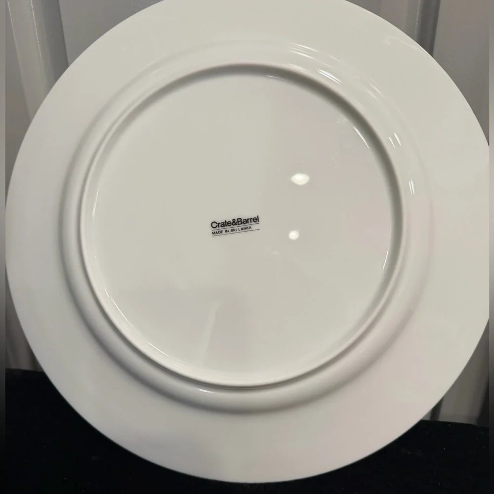 Crate&Barrel Elegant Ceramic White Chop 12” Dinner Serving Plates Set (2)
